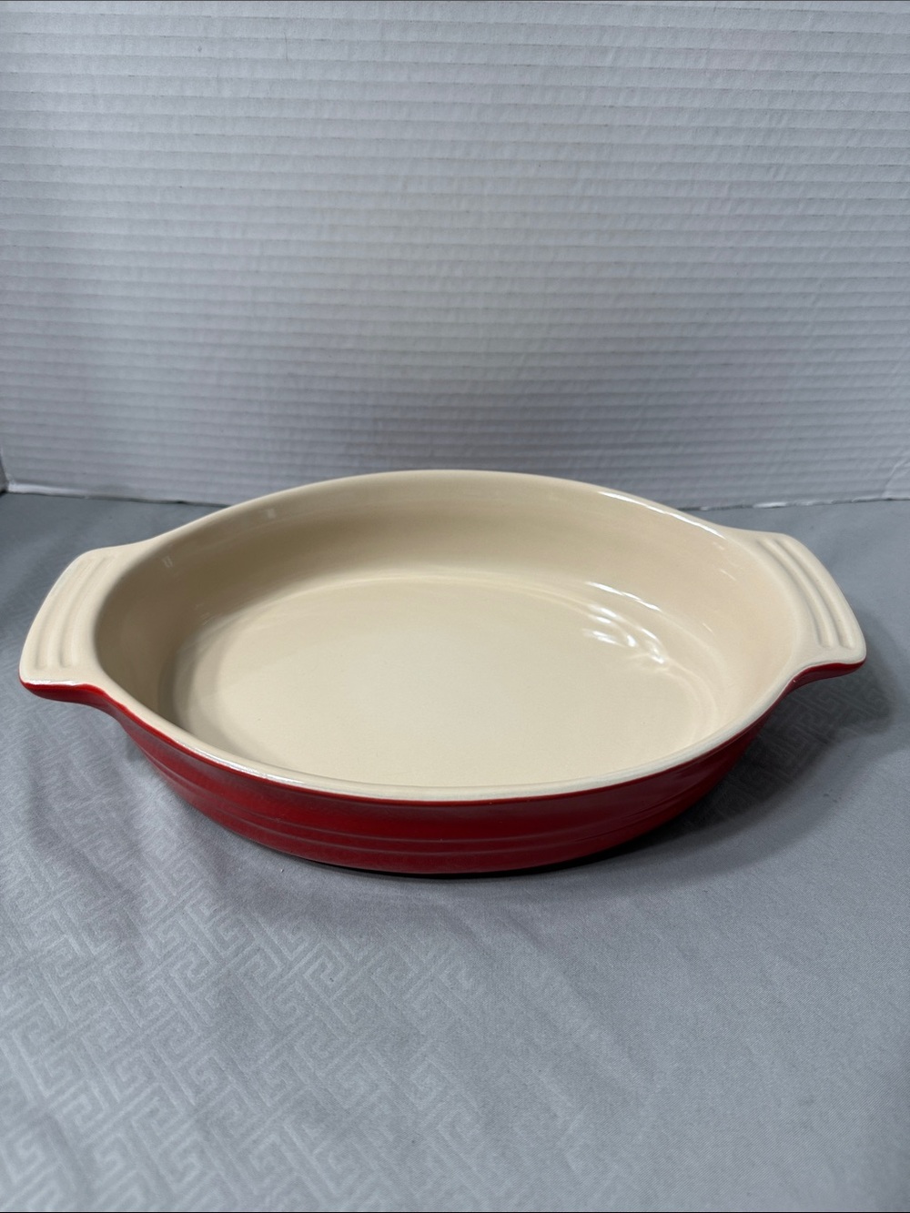 Le Creuset Oval Baking Gratin Casserole Dish Red & Cream Ceramic Stoneware